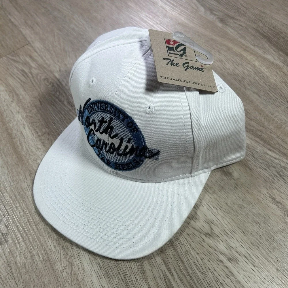VTG UNC North Carolina Tar Heels Snapback Hat NWT The Game Circle Logo White Cap